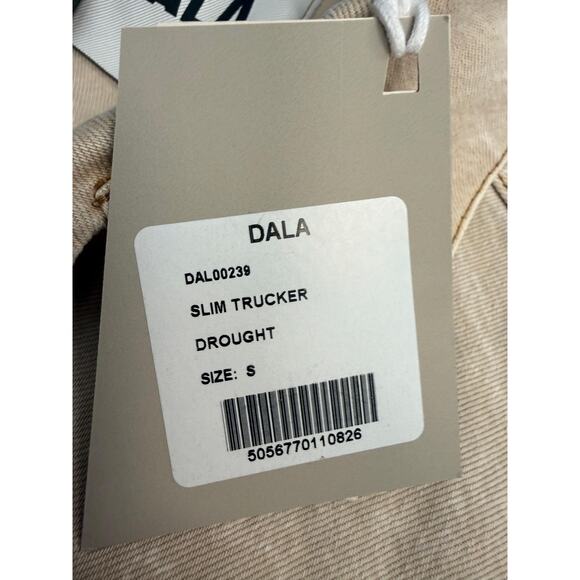 DALA Trucker Jacket Women's Small Beige Slim Drought Organic Cotton Denim Washed - Picture 4 of 8